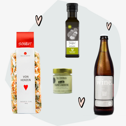 Geschenkbox zum Valentinstag Geschenkset Geschenke Feinkost Online Shop Köln Feinkostladen Gourmet Spezialitäten Delikatessen