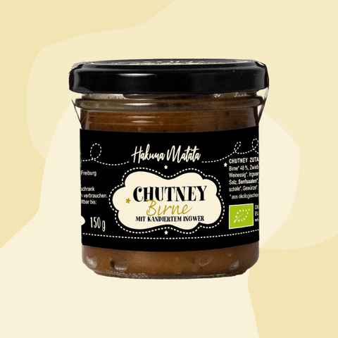 Hakuna Matata Birne Ingwer Chutney Feinkost Online Shop Feinkostladen Geschenke Delikatessen Manufakturen Spezialitäten Köln vegan