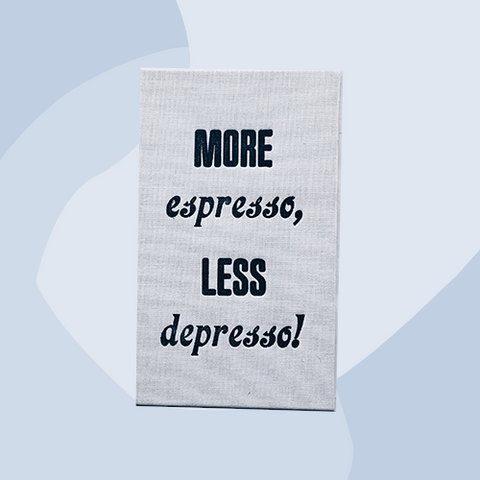 Papelami Kitchenprint Linoldruck Buchdeckel more espresso less depresso Geschenke Feinkost Delikatessen Manufakturen Köln Onlineshop Foodies Gourmet Geschenkeladen  Feinkostladen